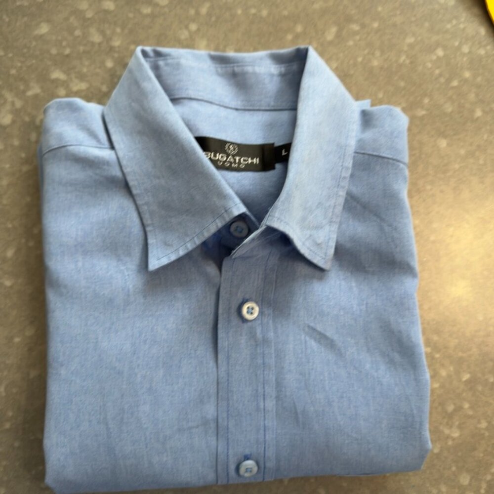 Bugatchi Uomo Blue Button-Down Shirt – Size L - Picture 2 of 11